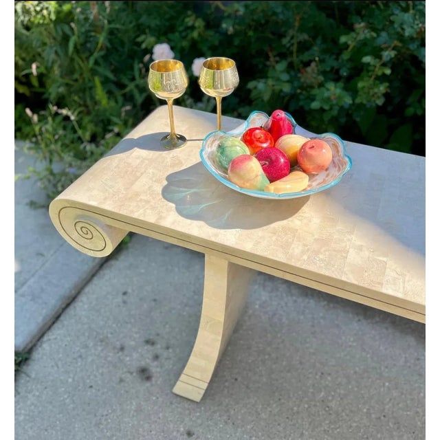 Wood Late 20th Century Maitland Smith Tessellated Stone & Brass Inlay Console Table For Sale - Image 7 of 10