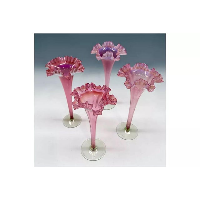 Victorian Glass Trumpet Vases, Set of 4 For Sale - Image 4 of 7