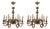 Vintage Louis XV Silvered Gold-Plated Leaf Carved Wood Eight Light Chandelier with Floral Motifs, Italy, 1920s, Set of 2 For Sale