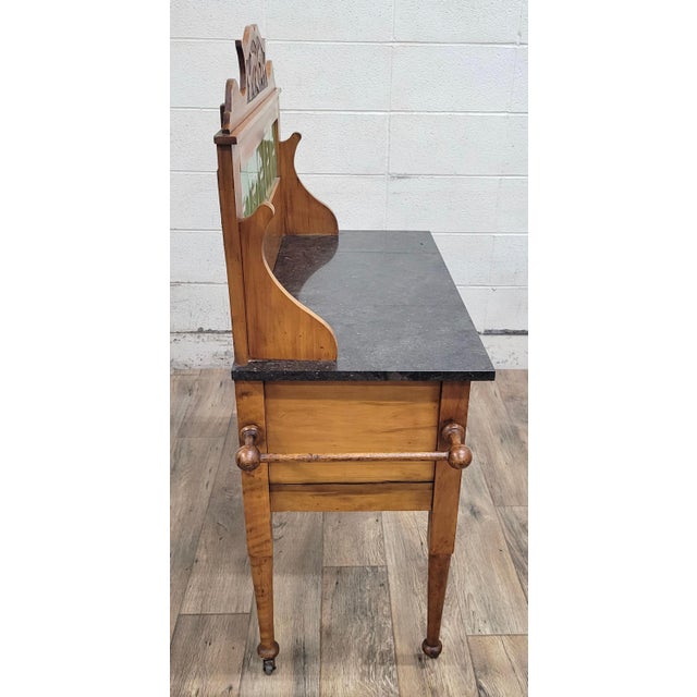 Antique Edwardian Marble Top Washstand Dry Sink For Sale - Image 9 of 11