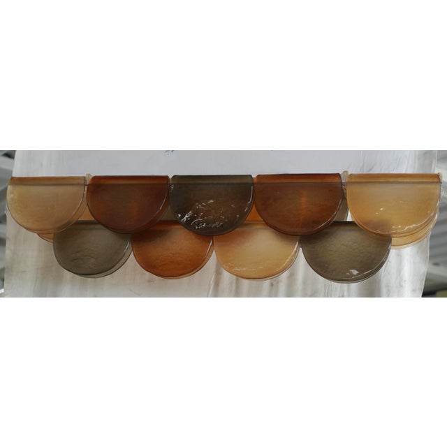 Rectangular Murano Amber Smoky Art Glass and Brass Chandelier, 2000s For Sale - Image 4 of 9