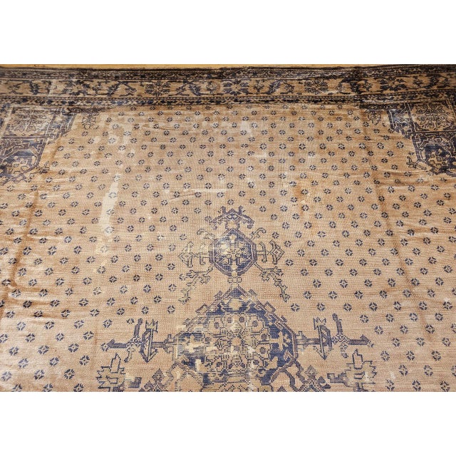Vintage Turkish Oushak Rug, Hand-Knotted Wool, Geometric Design, Camelhair, 15' X 18' For Sale - Image 11 of 18