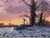 Winter Sunset with Snow - Pink, Orange & Purple Sky in the English Countryside 1987 For Sale - Image 6 of 9