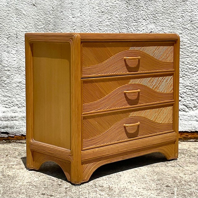 Vintage Costal Pencil Reed Chest of Drawers | Chairish