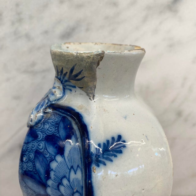 Early Antique Dutch Delft Blue and White Floral Vase, Netherlands For Sale In Portland, ME - Image 6 of 18