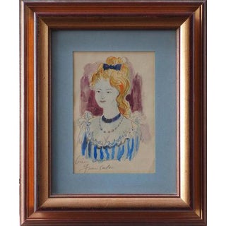 Emilio Grau Sala, Young Blonde Girl, Watercolor on Paper, Framed For Sale