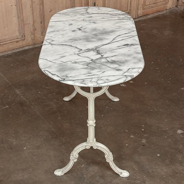 19th Century French Carrara Marble and Wrought Iron Bistro Table For Sale - Image 13 of 18