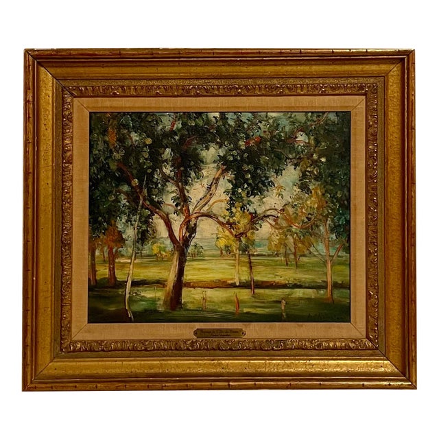 André Vignoles, French Post Impressionist Oil Painting Andre Vignoles Wooded Landscape For Sale
