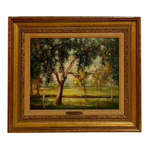 André Vignoles, French Post Impressionist Oil Painting Andre Vignoles Wooded Landscape