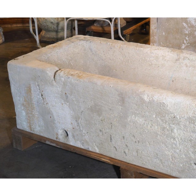 A Long Antique White Limestone Trough From Eastern France, Circa 1800 For Sale - Image 17 of 18