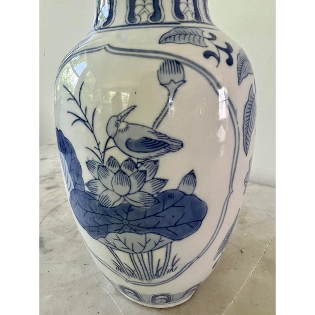 Mid 20th Century Vintage Blue & White Chinese Ceramic Vase For Sale - Image 5 of 8