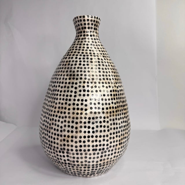 Set of 3 Capiz Shell Vases – Coastal Modern Neutral Decorative Objects, Philippines For Sale In Savannah - Image 6 of 12