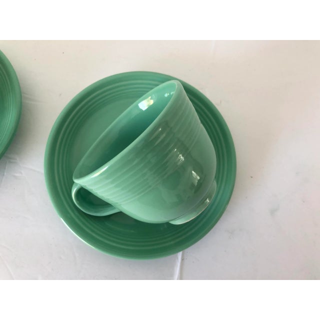 Fiesta Ware Green Coffee Cups & Saucers - a Pair For Sale - Image 4 of 5