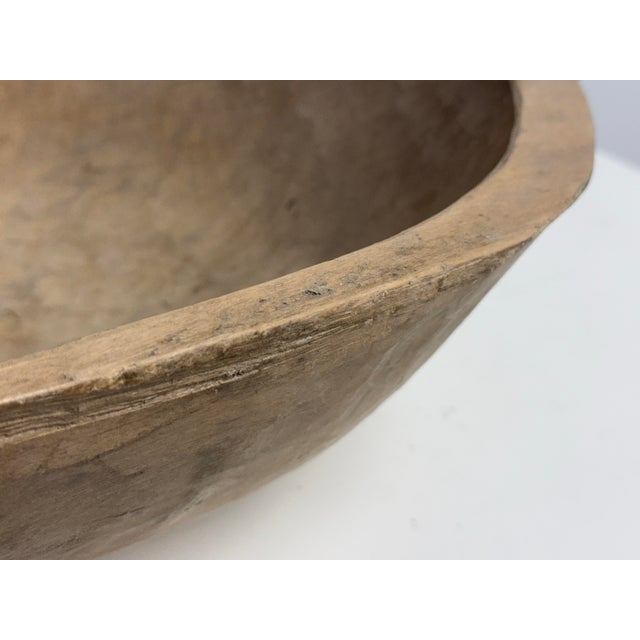 Brown Handcrafted Wood Dough Bowl, Vintage For Sale - Image 8 of 12