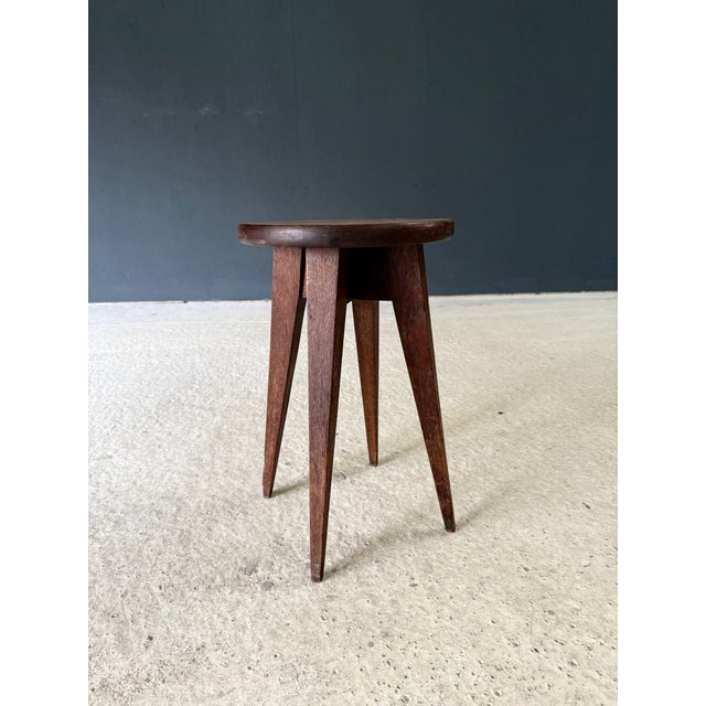 Reconstruction Marquetry Inlay Stool, France, 1940s For Sale - Image 4 of 13