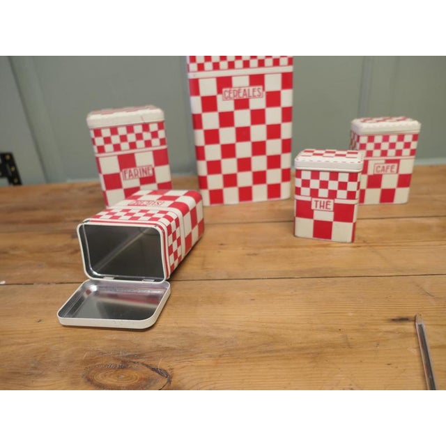 French Food Canisters in Enamel, 1960s, Set of 5 For Sale - Image 3 of 8