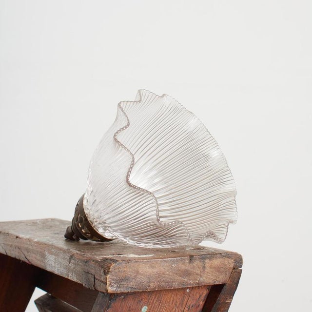 Antique Reclaimed Glass Pendant Light from Holophane, 1940s For Sale - Image 3 of 7