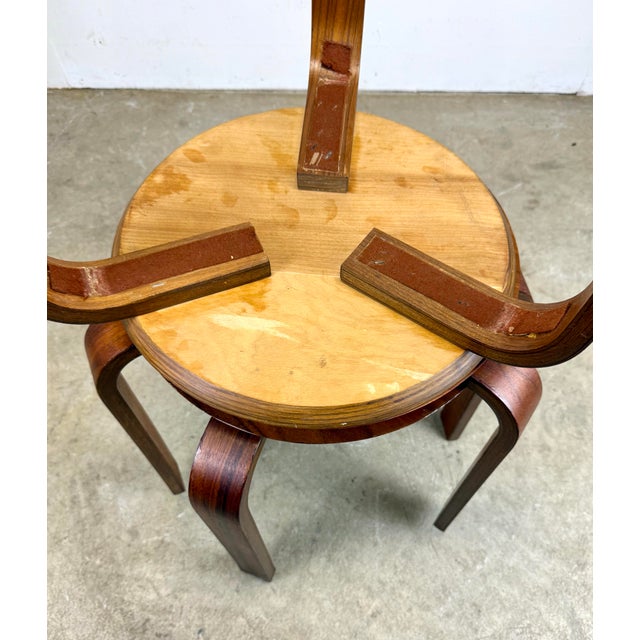 Mid Century Modern Alvar Aalto Style Teak Stacking Stools Side Tables Restored—Set of 3 For Sale In New York - Image 6 of 12