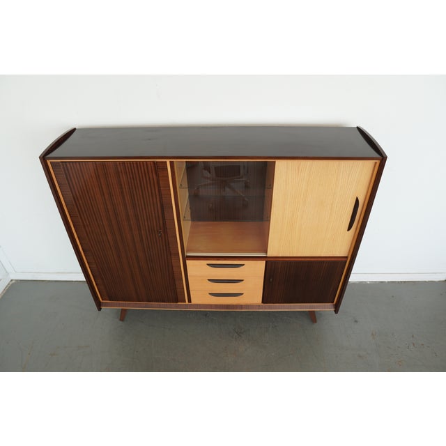 Brown Vintage German Mid-Century Modern Highboard Cabinet For Sale - Image 8 of 17
