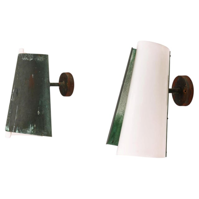 Metal Wall Lamps in Copper and Acrylic Glass attributed to Hans Bergström, 1940s, Set of 2 For Sale - Image 7 of 7