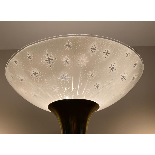 Wood Mid-Century Torchiere Floor Lamp With Starburst Shade For Sale - Image 7 of 12