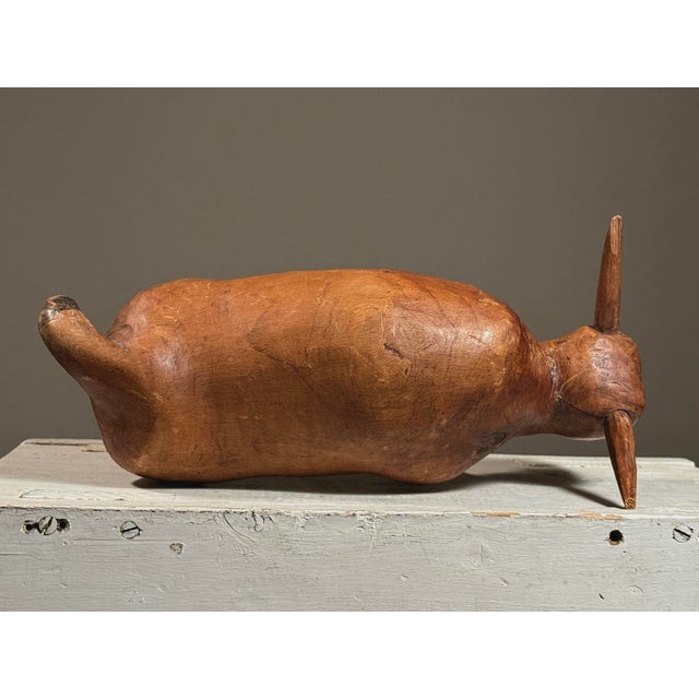 Antique Hand Carved Folk Art Bull Sculpture For Sale - Image 12 of 12