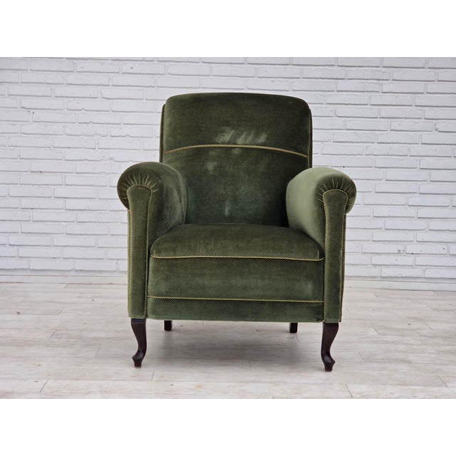 Vintage Danish Highback Relax Chair in Furniture Velour and Beech, 1950s For Sale - Image 13 of 18
