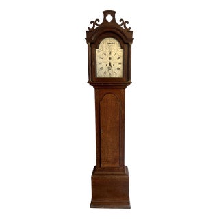 Antique George III Oak Arched Dial Long Case Clock, 1800 For Sale
