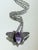 Vintage 1970s Silver Tone Butterfly Pendant Necklace With Purple Banded Agate Cabochon For Sale - Image 14 of 15