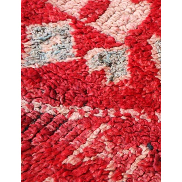 Abstract 1960's Red Collectible Moroccan Rug - 12 X 6.9 Ft For Sale - Image 3 of 6