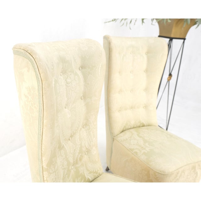 Pair Italian Mid-Century Modern Extra Tall Back Thick Spring Seats Lounge Chairs For Sale - Image 13 of 14