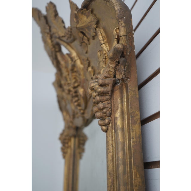 Gold Antique Victorian Gold Gilt Grapevine Carved Mirror For Sale - Image 8 of 11