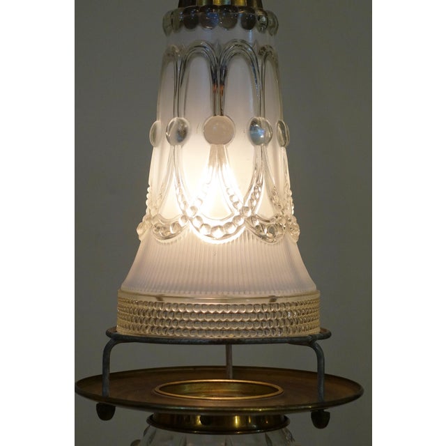 1960s Lightolier Hollywood Regency Elaborate Slag Glass Diffuser Hanging Swag Torchiere Lamp Early 1960s For Sale - Image 5 of 12