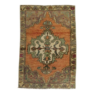 Turkish Mini Rug Oriental Hand Knotted Vintage Rug 1'8" x 2'4" #21230 For Sale