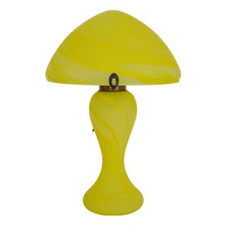 Art Nouveau Style Mushroom Lamp in Yellow Glass Paste, 1980s For Sale