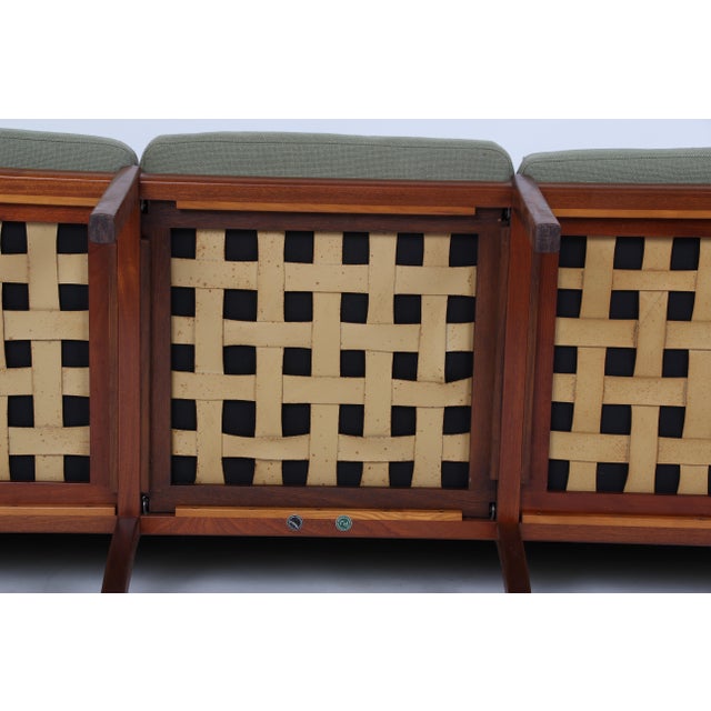 Wood Danish Three-Seater Sofa in Mahogany and Wool Fabric by Ole Wanscher for Poul Jeppesens Møbelfabrik, 1960s For Sale - Image 7 of 13