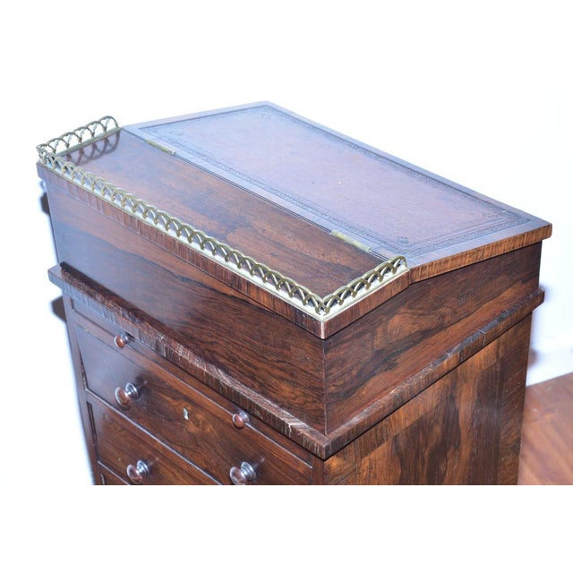 Wood Rosewood Irish Davenport Desk Signed Williams & Gibton of Dublin, Circa 1835 For Sale - Image 7 of 12