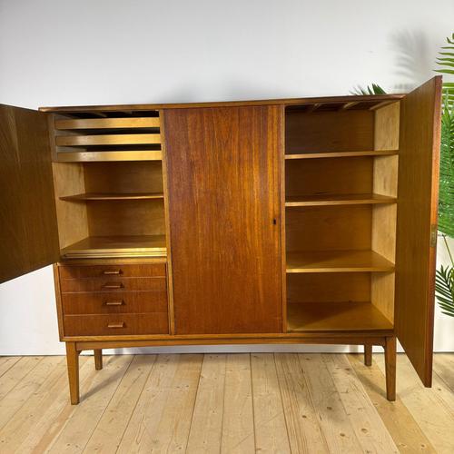 Tall Mid-Century Modern Scandinavian Teak Sideboard, 1960s For Sale - Image 5 of 12
