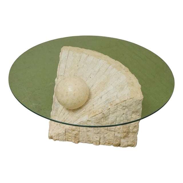 1980s Postmodern Tessellated Mactan Stone Coffee Table For Sale