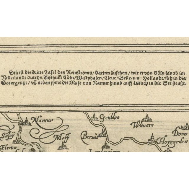 Woodcut Map of the Rhine River Region in Germany and Holland, 1628 For Sale - Image 3 of 7