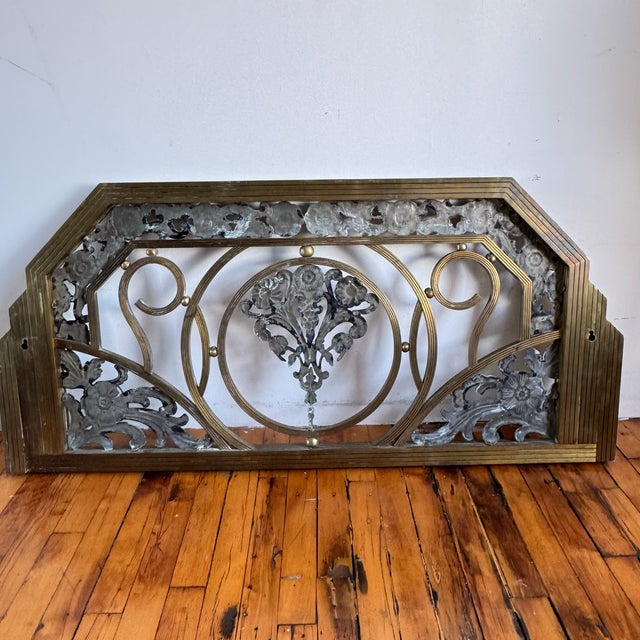 1920s Antique Brass Art Deco Twin Headboard For Sale - Image 5 of 12