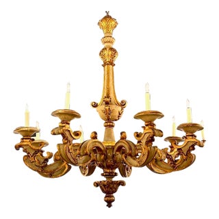 French 19th Century Gilt Wood Chandelier For Sale