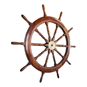 Massive Nautical 6' English 19th Century Solid Mahogany + Brass Ship's Wheel