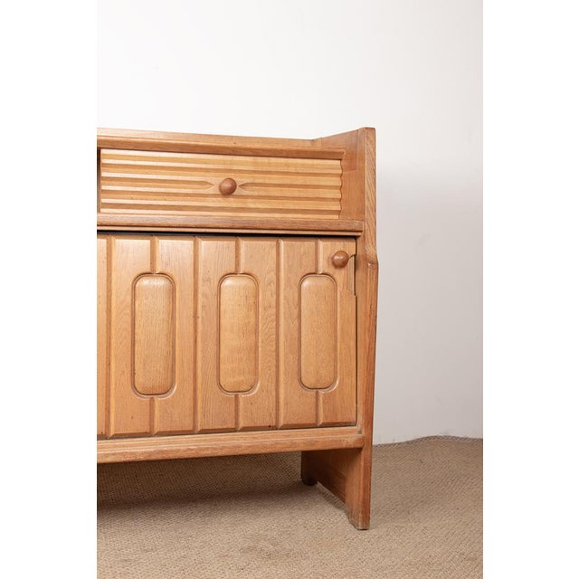 Mid-Century Modern Large Sideboard in Oak and Danikowski Ceramics by Guillerme et Chambron for Votre Maison, 1960s For Sale - Image 3 of 18