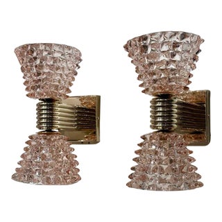 Pair of Pink Murano "Rostri" Sconces For Sale