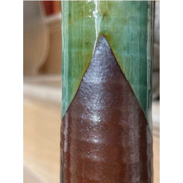 Mid-Century Modern Circa 1955 Liisa Hallamaa Mid-Century Modern Abstract Polychrome Glazed Stoneware Vase or Candle Holder For Sale - Image 3 of 9