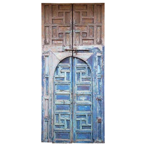 1940s Vintage Moroccan Old Hand Painted Double Door
