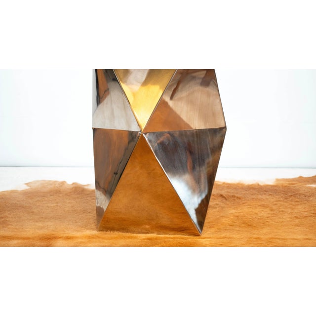 Silver Late 20th Century Modernist Geometric 'Origami' Metal Sculptural Pedestal For Sale - Image 8 of 16