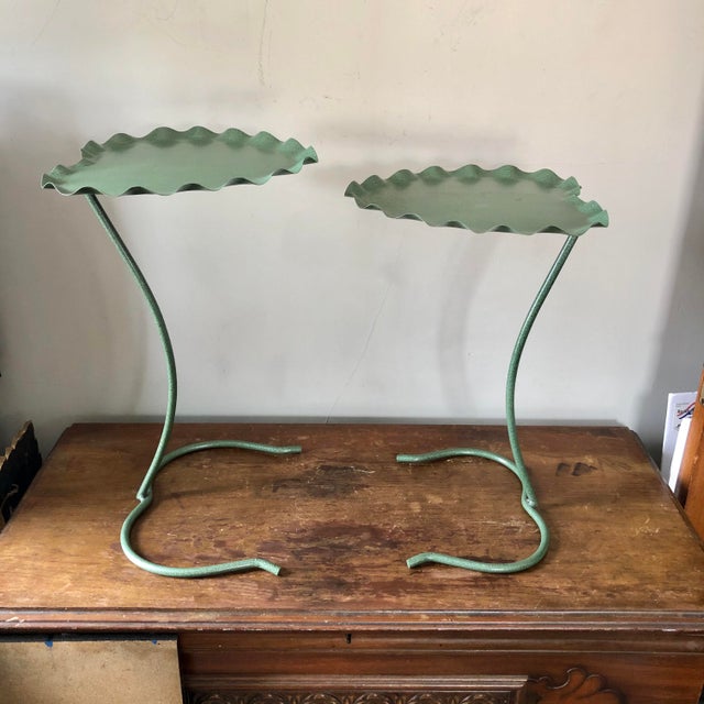 Green Wrought Iron Salterini Nesting Lily Pad Tables- a ...
