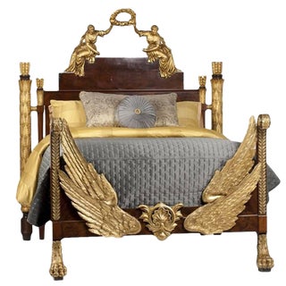 19th Century Russian Style Partial Gilt Bed With Angels For Sale